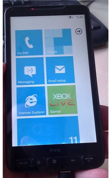 Windows Phone 7 running on a HTC HD2