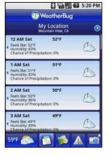 WeatherBug For Google Android - Hourly Weather Report Screenshot