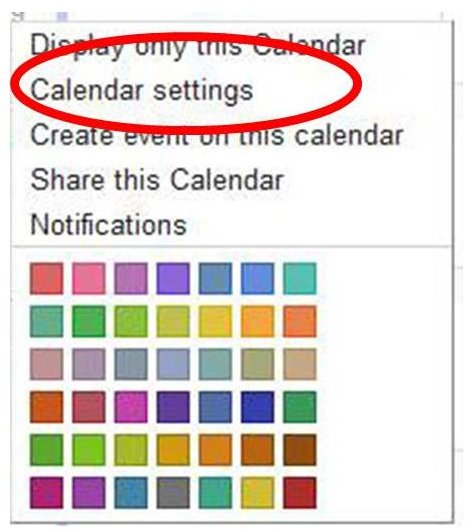 Google Calendar Settings