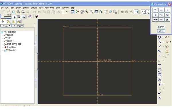 Pro Engineer Tutorial on How to use Sketcher Constraints in Pro-Engineer