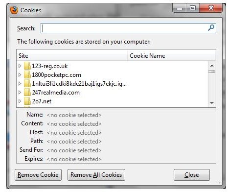 Deleting cookies in Firefox