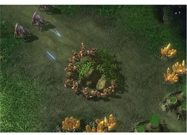 Protoss destroy rocks at a high-yield site