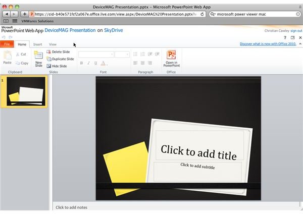 Microsoft PowerPoint viewed on Mac OS X