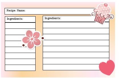 Pink Cupcake Recipe Card Template