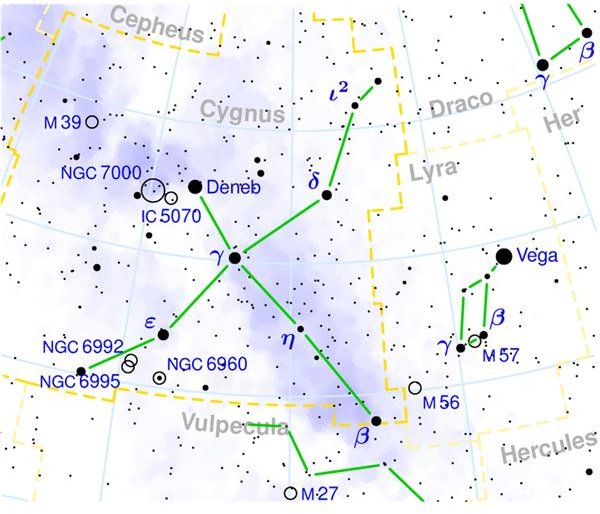 Cygnus constellation map