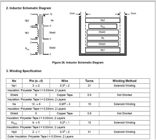 Inductor Transformer Winding Details for the Proposed SMPS Circuit, Image