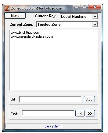 ZonedOut Manages Trusted Sites or Other Security Zones in IE