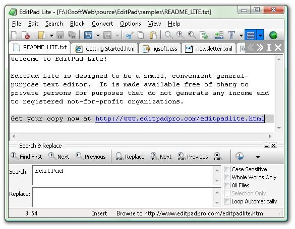 editpad lite functions skip lines