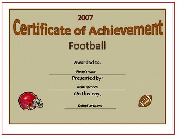 Award Certificate Football
