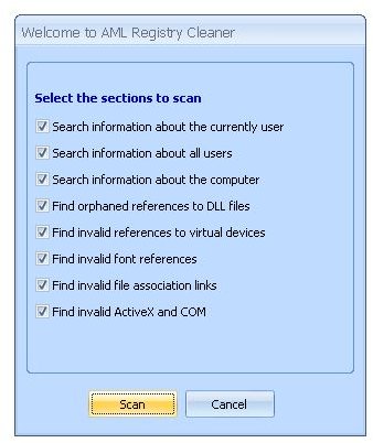 AML Registry Cleaner Scan