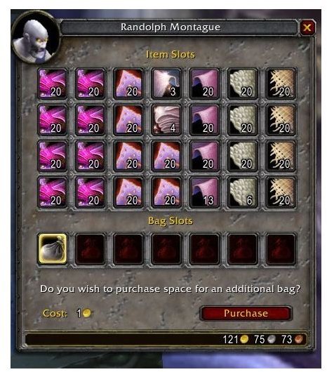 what profession makes bags in wow