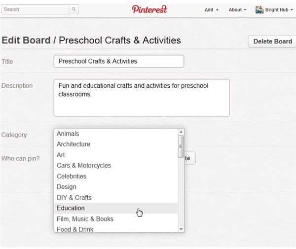 Choosing Board Category