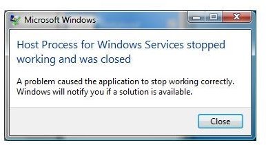 Troubleshooting "Error Host Process for Windows Services Stopped" in Windows