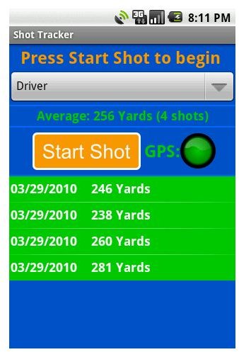 Golf Shot Tracker - Android Smart Phone Application - pic