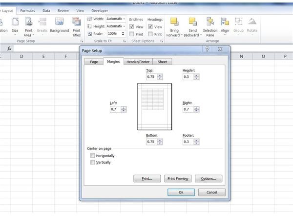 Change Excel Margins to Fit to Page