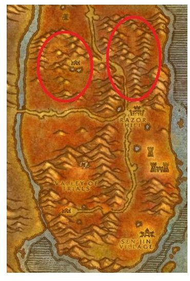 Location of copper ore deposits in Durotar.