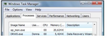 Memory Usage of Data Recover Wizard