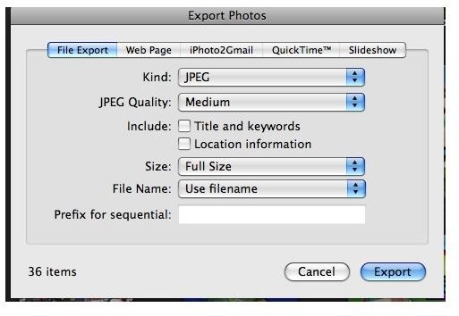 Upload iPhoto Photos To Websites Outside of iPhoto