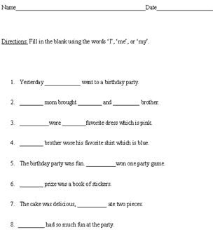 Fill In The Blank Worksheets 1st Grade - A Worksheet Blog