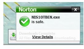Norton Download Insight Notification Window