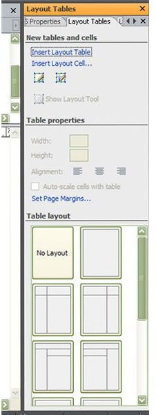 Layout Tables Window