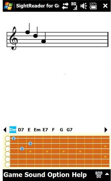 Use SightReader to learn Windows Mobile guitar chords