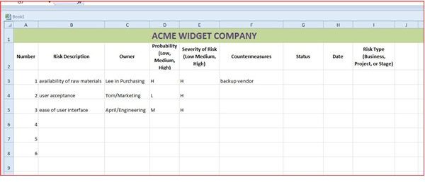 Download this free risk register template