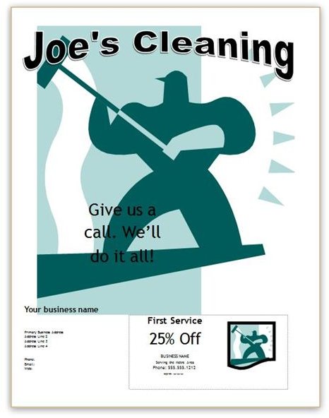 Word Office Cleaning Flyer With Coupon