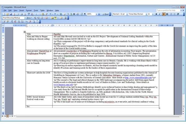 Using the Mail Merge Facility in Microsoft Word to Generate a Whole Web Site