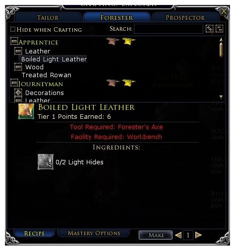 LOTRO Crafting Guide - The Forester Profession
