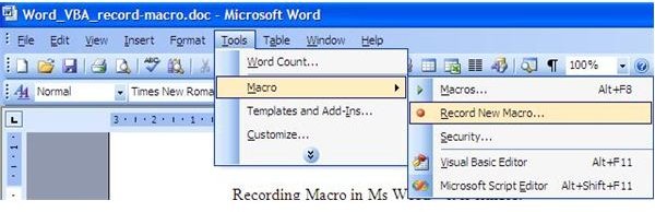 microsoft word macro recorder