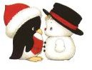 A snowman and baby penguin provided by Christmas-Graphics-Plus.com.