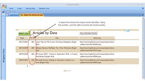 Using a Command Button to Switch from a Database Report to a Record