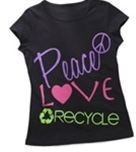 Green Clothing Peace Love Recycle T-Shirt