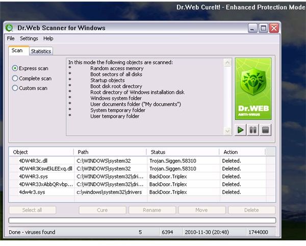 Dr Web CureIt Removes Olmarik Trojan