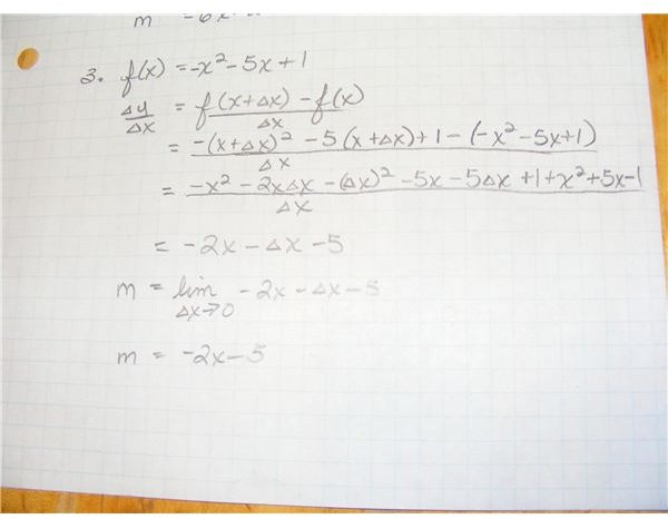 Example 3 of finding the slope or derivative