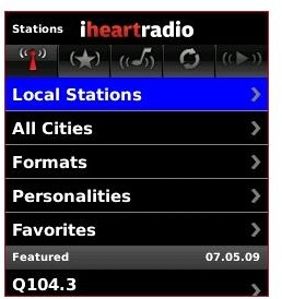 Main iheartradio interface