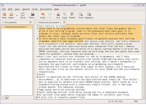 Text Editing Applications for Linux systems: An Evaluation