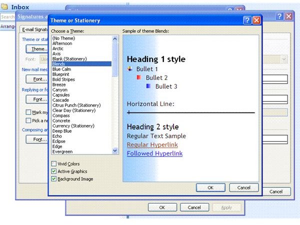 Fig 2 - Previewing a Microsoft Outlook Theme