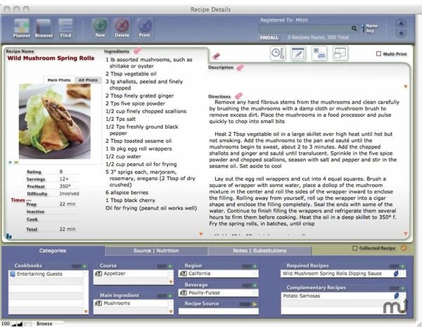 CookWare Deluxe Cookbook Software for Mac OS X