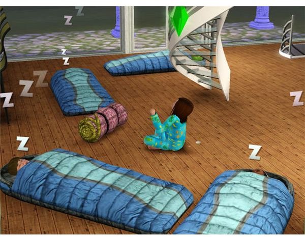 The Sims 3 slumber party sleeping bags