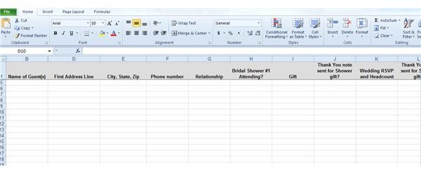 Excel Wedding Planning Worksheet