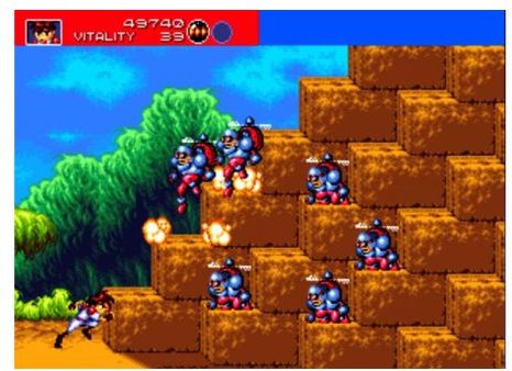 You&rsquo;ll take on hordes of enemies in Gunstar Heroes.