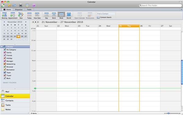 Outlook for Mac 2011 Calendar View