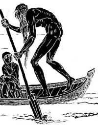 The mythological Charon ferrying a should to Hades