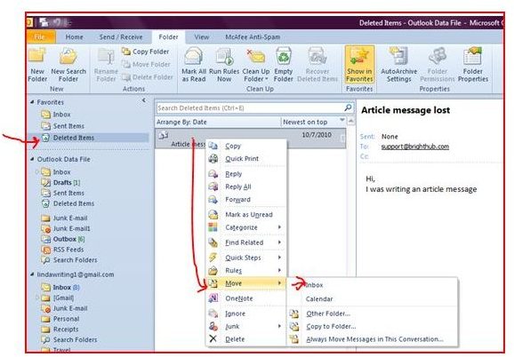 how to get back deleted emails outlook