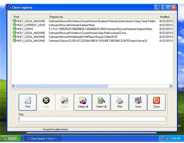 EasyCleaner found 6 invalid registry entries on a fresh install XP