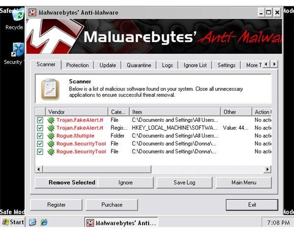 MBAM removes malware or rogue in Safe Mode