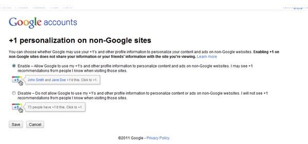 Personalization on non-Google sites