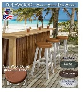 POLYWOOD Sierra Faux Wood Swivel Bar Stool